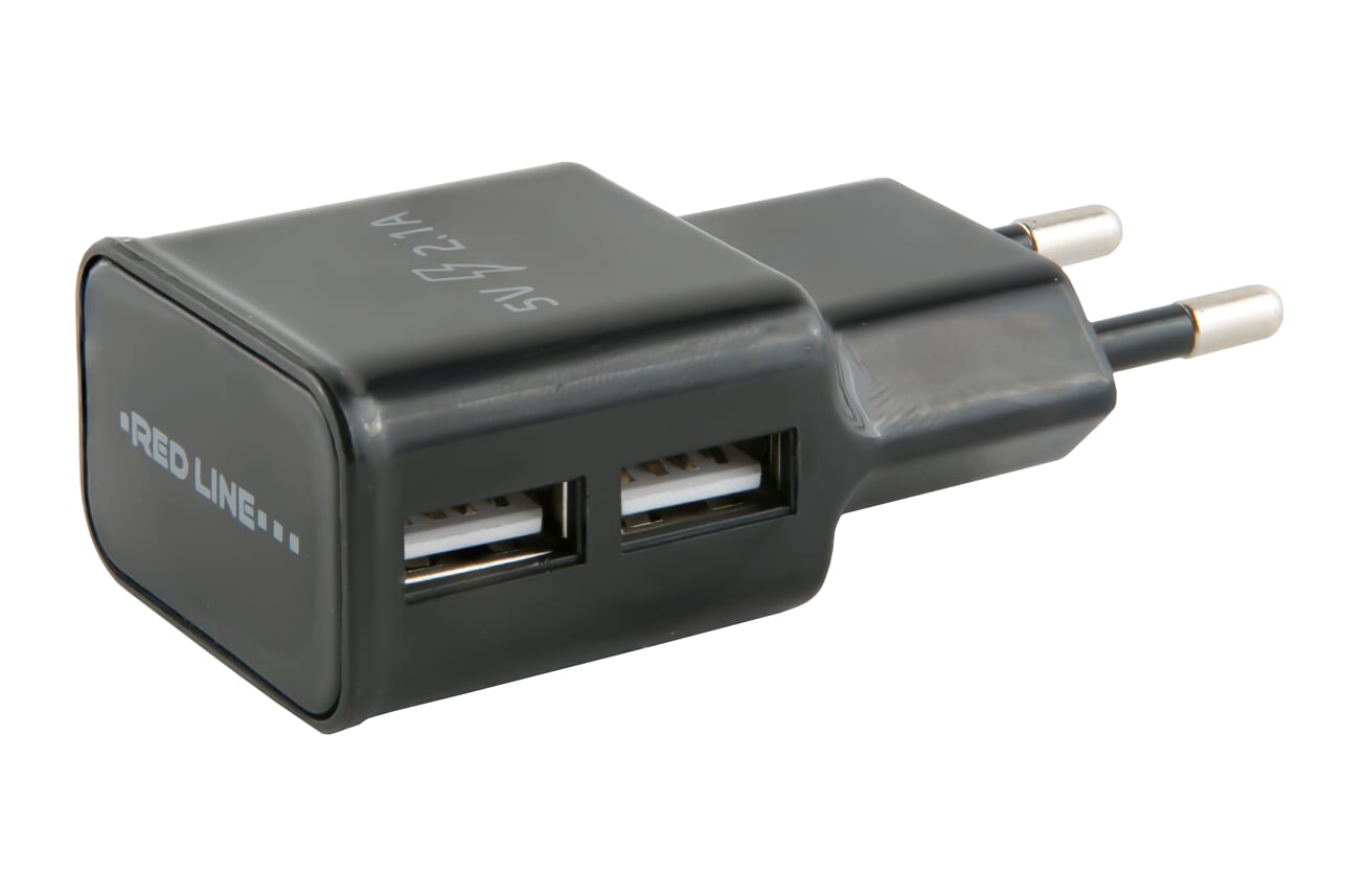 Сетевое зарядное устройство Red Line NT-2A, 2USB, 2.1A, черный (УТ000013638), кабель microUSB