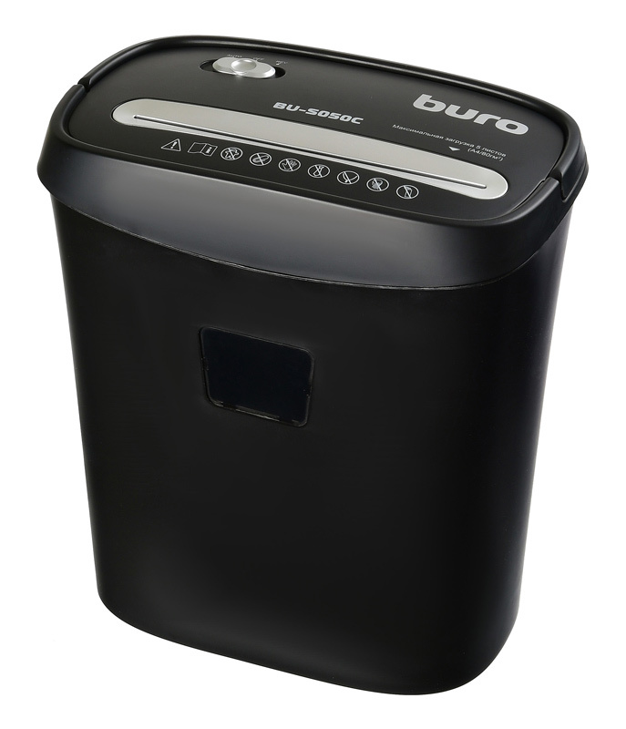  Шредер BURO Home BU-S050C, секретность 2/P-3, 225 см/мин., фрагменты - 5 мм x 3.5 см, объем 13 л, кол-во листов до 5 шт. (OS050C)