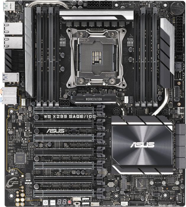 Материнская плата ASUS WS X299 SAGE/10G, Socket2066, Intel X299, 8xDDR4, 7PCI-Ex16, 8SATA3, 7.1-ch, GLAN, 2x10GLAN, 9 USB 3.1, 1 USB Type-C, SSI CEB, Retail