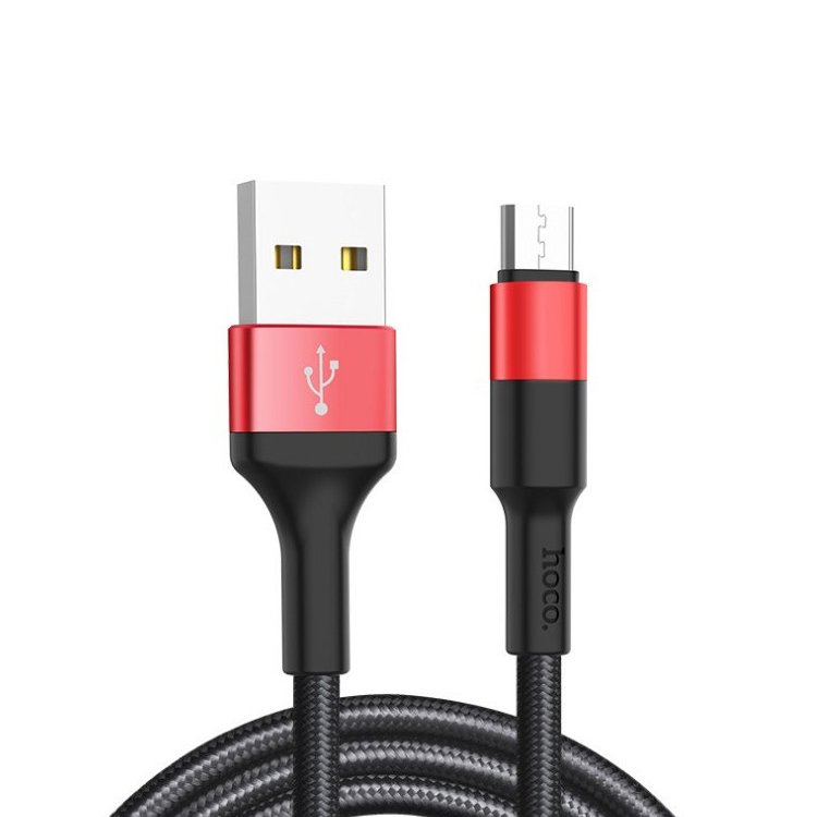 Кабель USB-microUSB , HOCO, 1m, черный/красный (X26 Xpress)