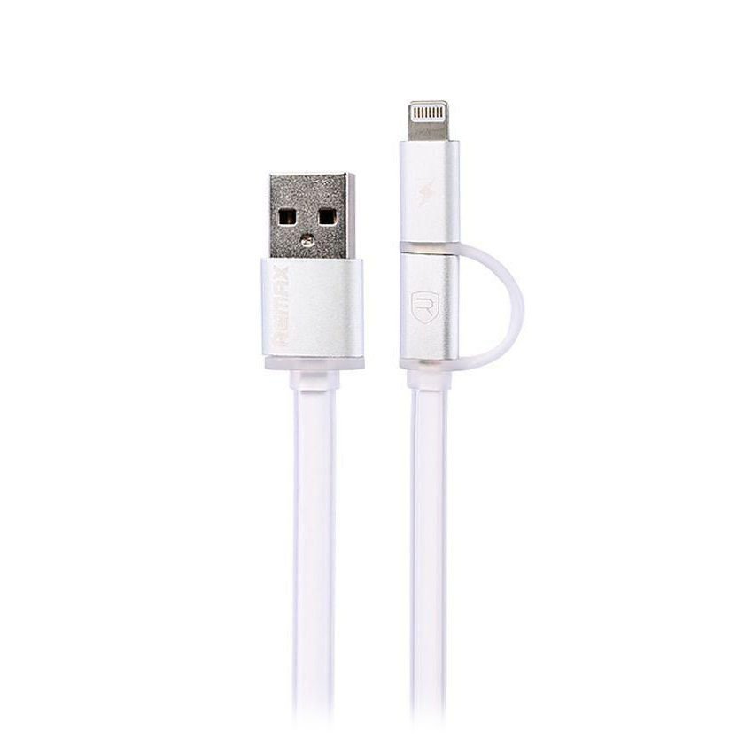 Кабель USB-Lightning 8-pin/microUSB, Remax, 1m, белый (RC-020t Aurora 2in1)