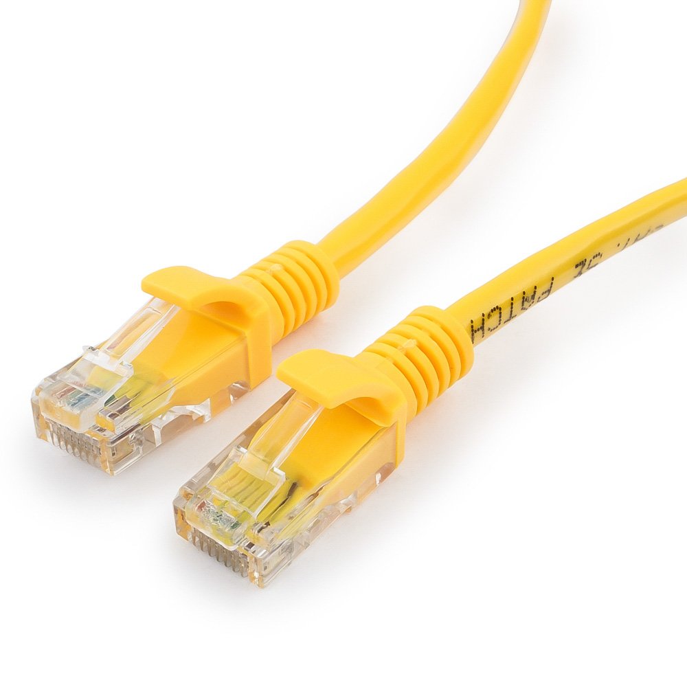 Патч-корд UTP кат.5e, 3м, RJ45-RJ45, желтый, Cablexpert (PP12-3M/Y)