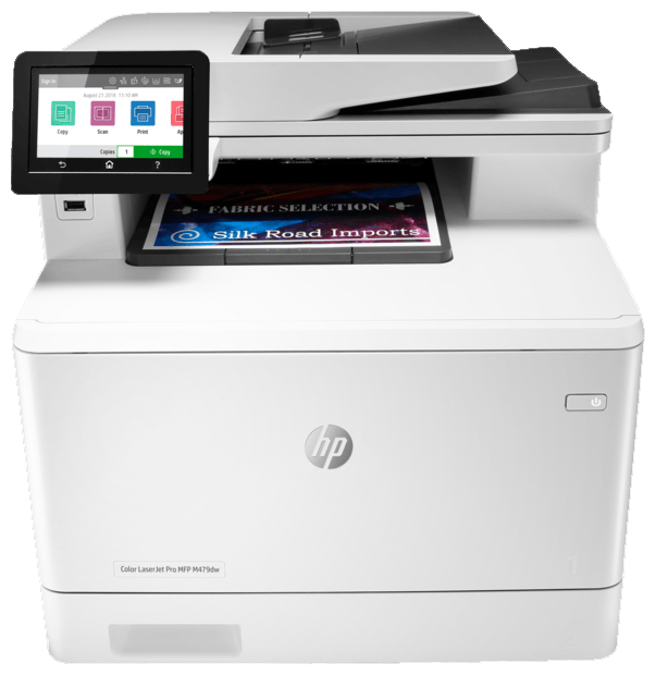 МФУ лазерный HP Color LaserJet Pro M479dw, A4, цветной, 27стр/мин (A4 ч/б), 27стр/мин (A4 цв.), 600x600dpi, дуплекс, АПД-50 листов, сетевой, Wi-Fi, USB (W1A77A)