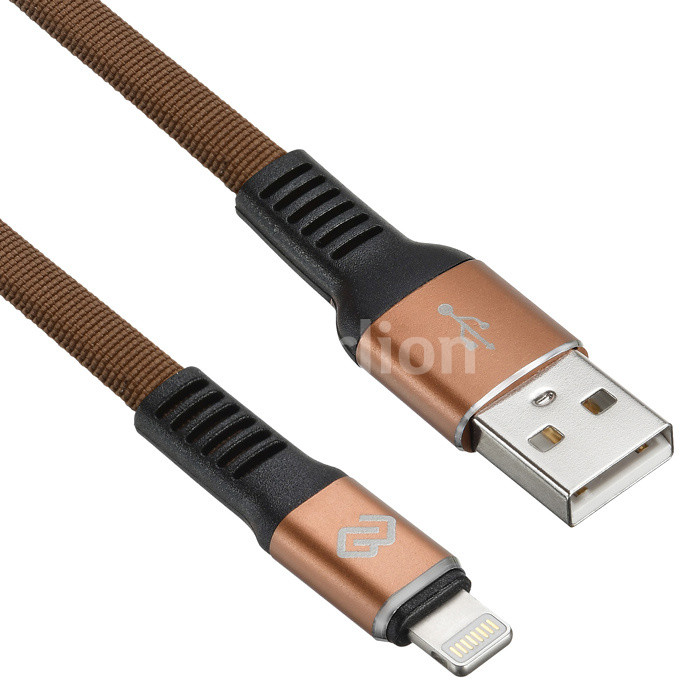 Кабель USB-Lightning 8-pin, Digma , 1.2m, коричневый, плоский (1080341)