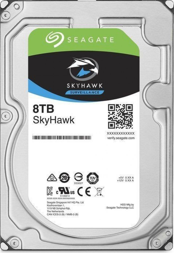 Жесткий диск (HDD) Seagate 8Tb SkyHawk, 3.5, 7200rpm, 256Mb, SATA3 (ST8000VX004)