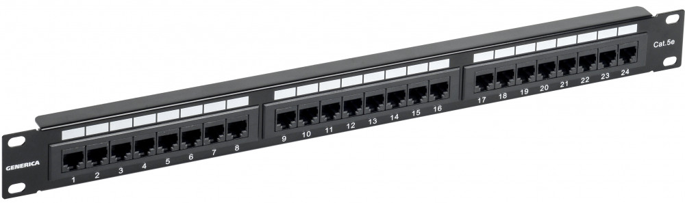 Патч/Кросс-панели  E2E4 Патч-панель в шкаф 19 1U, порты: 24 x RJ-45 кат. 5e, черный, ITK (PP24-1UC5EU-K05-G)