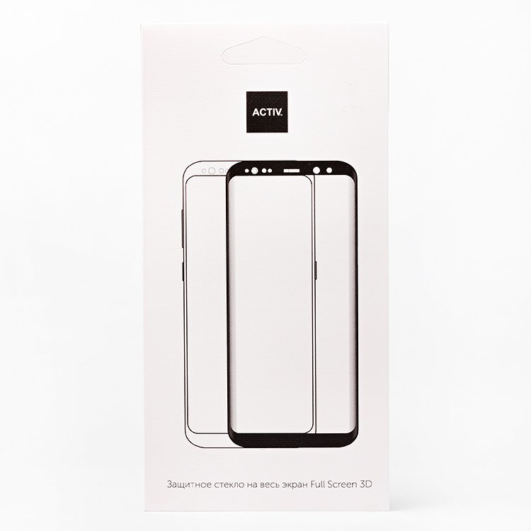 Защитное стекло Activ для экрана смартфона Apple iPhone 6 Plus/6S Plus, FullScreen, поверхность глянцевая, белая рамка, 3D (103022)