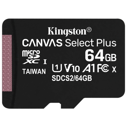 Карта памяти 64Gb microSDXC Kingston Canvas Select Plus Class 10 UHS-I U1 V10 A1 (SDCS2/64GBSP)