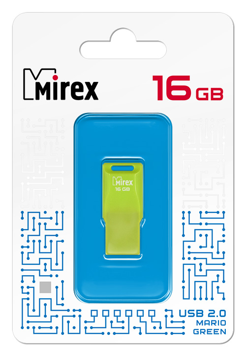 Флешка 16Gb USB 2.0 Mirex Mario, зеленый (13600-FMUMAG16)