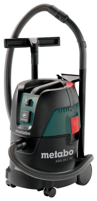 Строительный пылесос Metabo ASA 25 L PC, сетевой, 1250Вт, влажная, сухая уборка, объем пылесборника 25л, мешок, диаметр шланга 32мм, длина шланга 3.5м, встроенная розетка, 8.3кг (602014000)