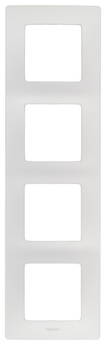 Рамка Legrand Etika, горизонтальная и вертикальная, 4-поста, 8-модулей, алюминий (672554)