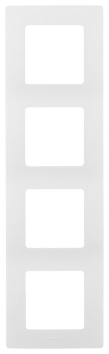 Рамка Legrand Etika, горизонтальная и вертикальная, 4-поста, 8-модулей, белый (672504)