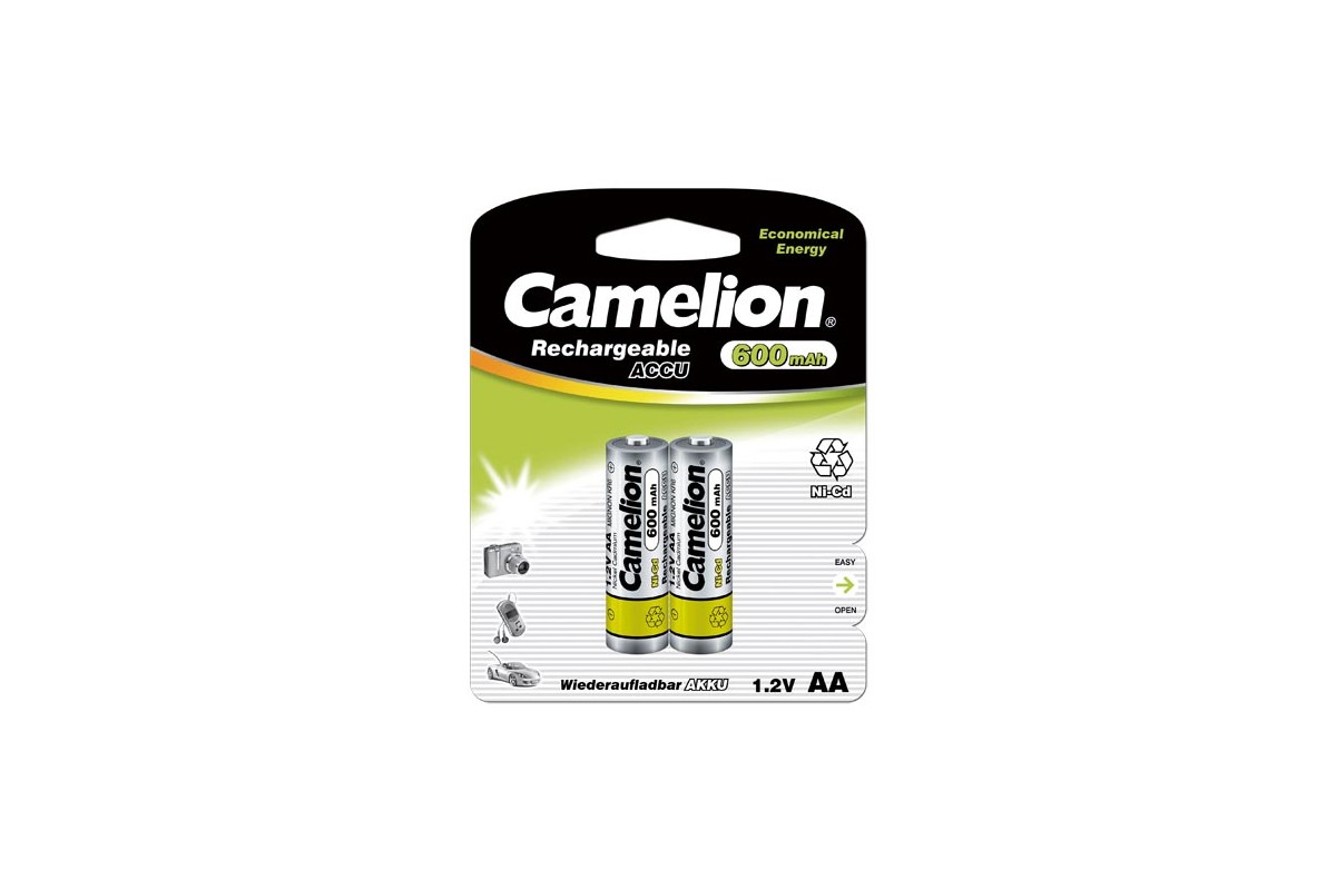 Аккумулятор Camelion NC-AA600BP2, AA, 1.2V 600 мА·ч, 2 шт