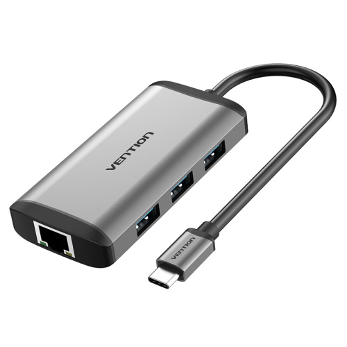 Док-станции и адаптеры для ноутбуков  E2E4 Док-станция Vention USB Type-C-USB 3.0 F x 3/HDMI 19F/RJ45 F/USB Type C F, 15см, серый (CNCHB)