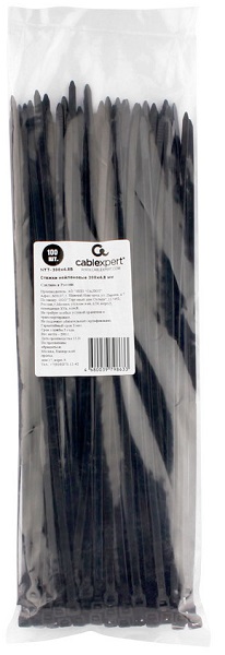 Стяжка Cablexpert NYT-250x3.6В, 3.6 мм x 250 мм, 100 шт., черный
