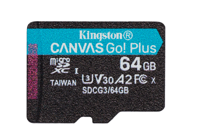   E2E4 Карта памяти 64Gb microSDXC Kingston Canvas Go! Plus Class 10 UHS-I U3 V30 A2 (SDCG3/64GBSP)