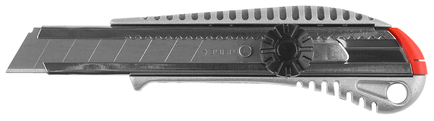 Ножи монтажные Нож монтажный, винтовая фиксация, лезвие: 18мм / выдвижное / сег­мен­ти­ро­ван­ное / отламывающееся, ЗУБР ПРОФЕССИОНАЛ (09172)