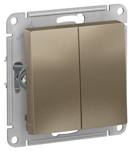 Выключатель Schneider Electric AtlasDesign, 2кл., скрытый монтаж, механизм с накладкой без рамки, шампань (ATN000551)