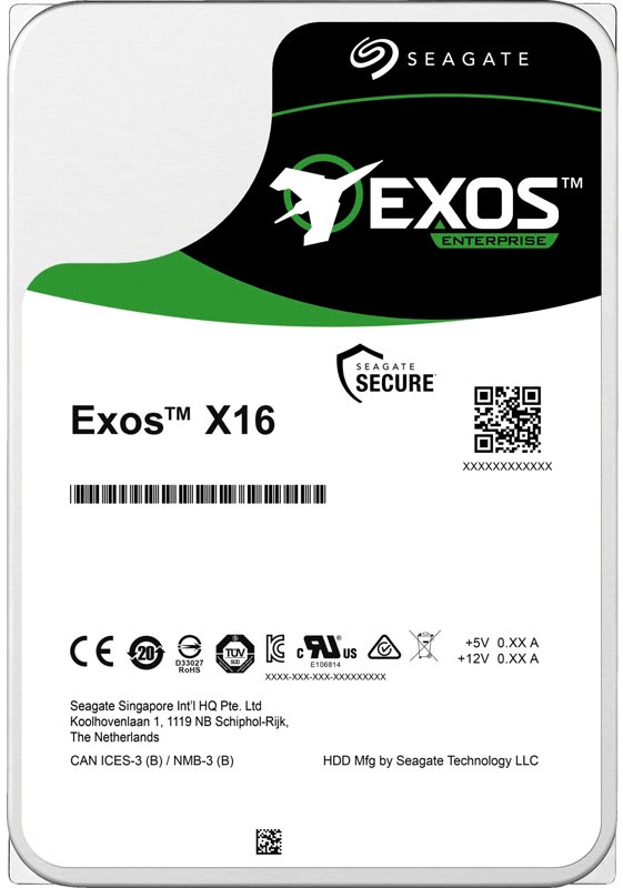 Жесткий диск (HDD) Seagate 12Tb Exos X16, 3.5, 7.2K, 256Mb, 512e, SATA3 (ST12000NM001G)