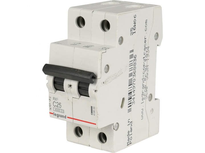Выключатель автоматический Legrand RX3 2P RX³ двухполюсный (2P/2П) 25А C 4.5кА (419699)