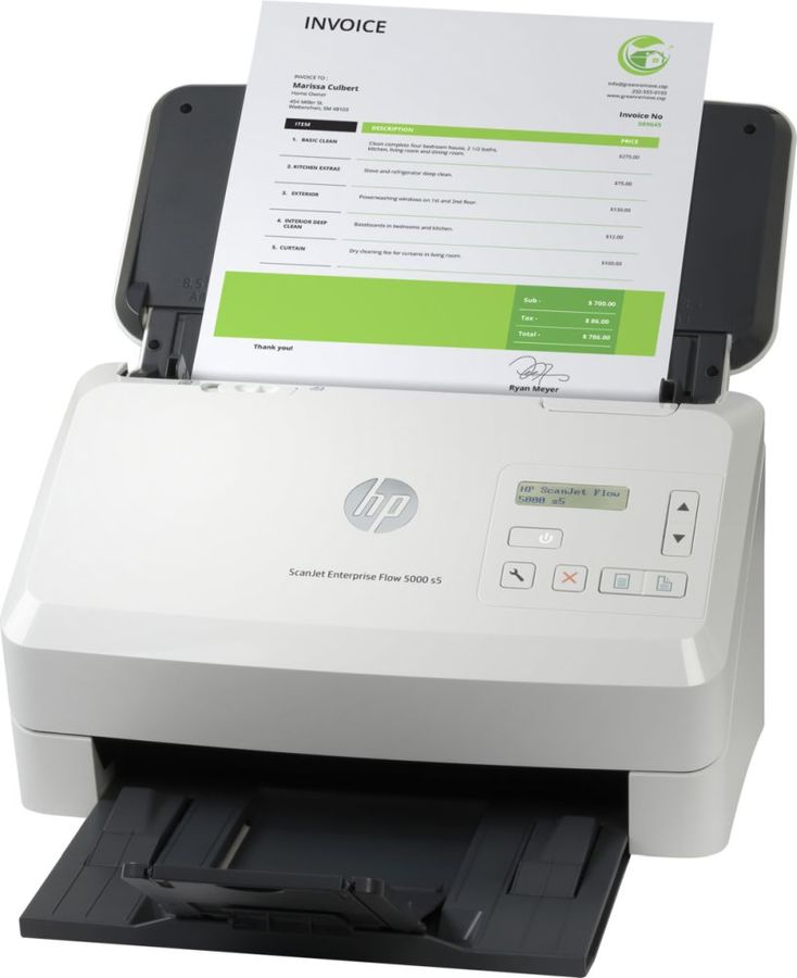  Сканер протяжный HP Scanjet Enterprise Flow 5000 s5, A4, CIS, 600x600dpi, ДАПД 50 листов, ч/б 65 стр/мин,цв. 65 стр/мин, USB 2.0 (6fw09a)