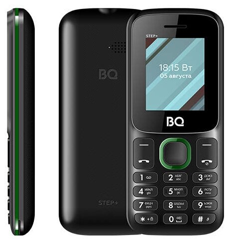 Мобильный телефон BQ 1848 Step+, 1.77 160x128 TN, 32Mb RAM, 32Mb, BT, 2-Sim, 600 мА·ч, черный/зеленый