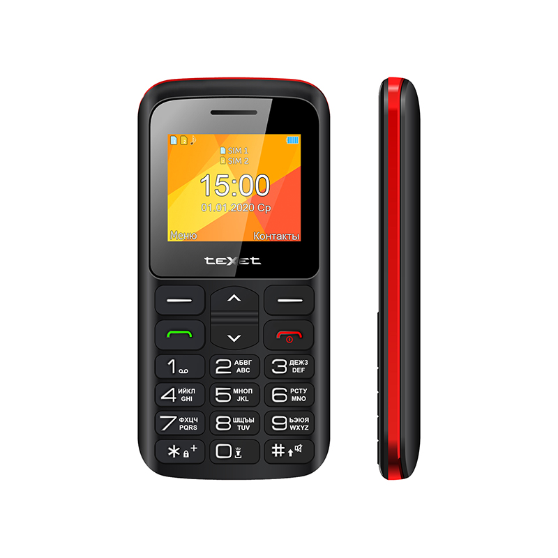 Мобильный телефон teXet TM-B323, 2 176x220 TFT, BT, 1xCam, 2-Sim, 1000 мА·ч, micro-USB, черный/красный