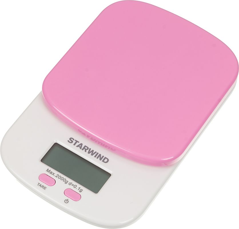   E2E4 Кухонные весы электронные Starwind SSK2157 2 кг, 2 ААА, розовый (SSK2157)
