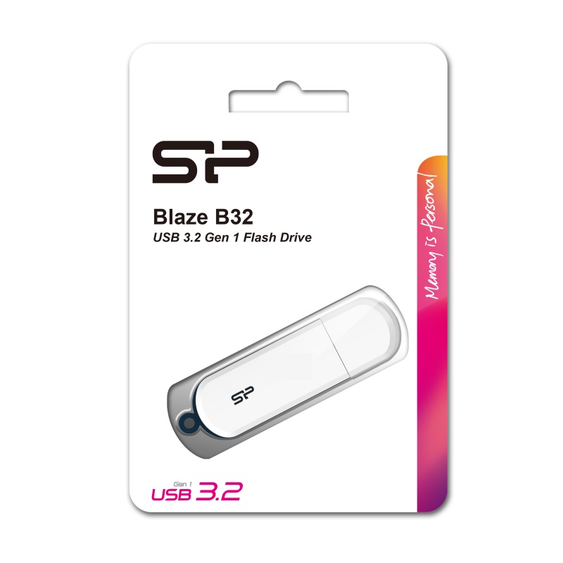 Флеш-накопители USB 3.2  E2E4 Флешка 128Gb USB 3.2 Silicon Power Blaze B32, белый (SP128GBUF3B32V1W)