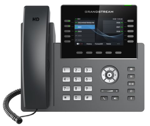 VoIP телефоны VoIP-телефон Grandstream GRP2615, 10 линий, 5 SIP-аккаунтов, цветной дисплей, PoE, серый