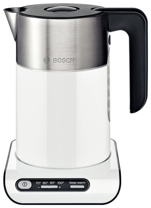  Чайник электрический Bosch TWK8611P 1.5л. 2.4 кВт, металл/пластик (двойные стенки), белый/серебристый