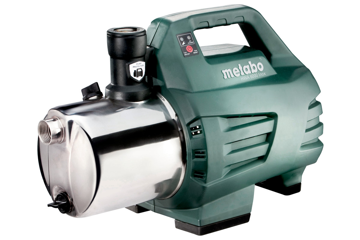 Электрический водяной насос Metabo HWA 6000 Inox, 1300Вт, насос автоматический, центробежный, производительность 6 м³/час, глубина погружения 8м, 13кг (600980000)