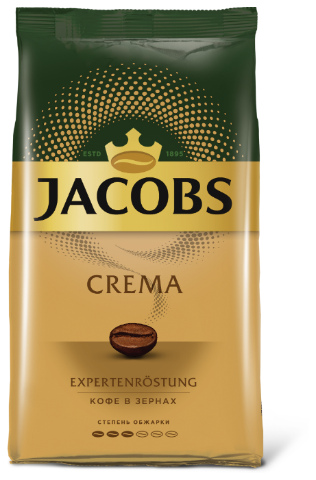 Кофе в зернах Jacobs Crema 1 кг, средняя обжарка, 100% арабика (8051592)