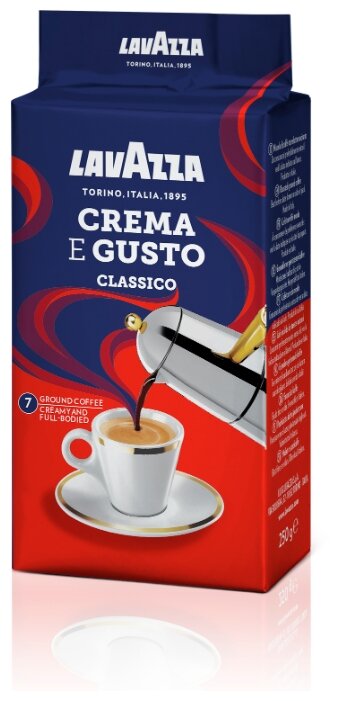   E2E4 Кофе молотый Lavazza Crema E Gusto 250 г, смесь арабики и робусты, темная обжарка, средний помол, вакуумная упаковка (3876)