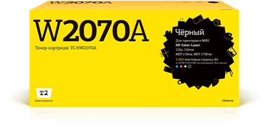 Картридж лазерный T2 TC-HW2070A (117A/W2070A), черный, 1000 страниц, совместимый для Color Laser 150a/150nw, MFP 178nw/179fnw с чипом