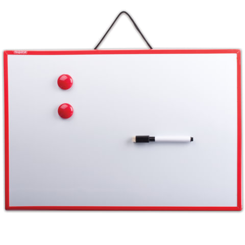 Демонстрационные доски  E2E4 Демонстрационная доска ПИФАГОР магнитно-маркерная, 30x45см, лак (белый)/пластик (красный) (231719)