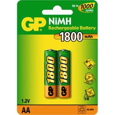 Аккумулятор GP Rechargeable 180AAHC-2CR2, AA, 1.2V 1.8 А·ч, 2 шт