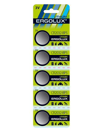 Батарейка Ergolux CR2016, 3V, 5 шт. (12049)