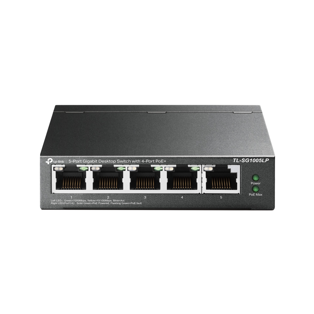 Коммутатор TP-LINK TL-SG1005LP, кол-во портов: 5x1 Гбит/с, PoE: 4шт.x30Вт (макс. 40Вт) (TL-SG1005LP)