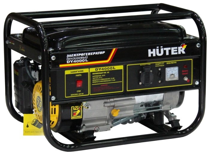 Электрогенератор Huter DY4000L, однофазный, синхронный, бензиновый, 7 л.с., 3.3кВт, 1xEURO 16A (64/1/21)