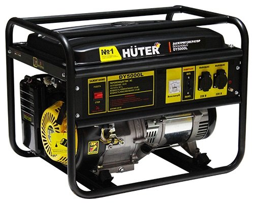 Электрогенератор Huter DY5000L, однофазный, синхронный, бензиновый, 11 л.с., 4.5кВт, 2xEURO 16A (64/1/5)