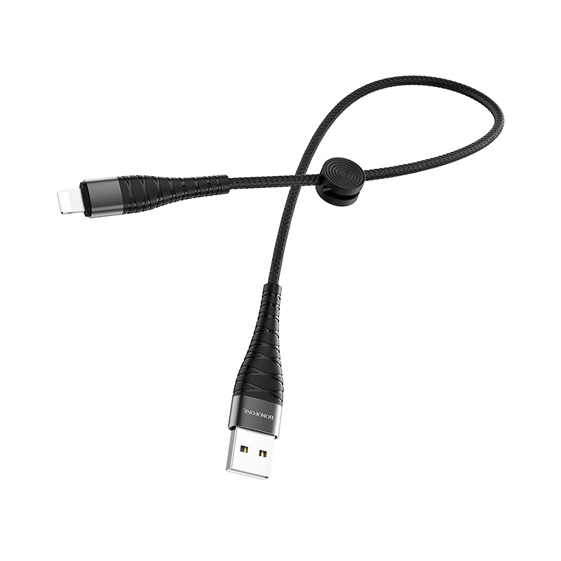 Кабель USB-Lightning 8-pin, 3A, 25см, черный Borofone BX32 Munificent (11984)