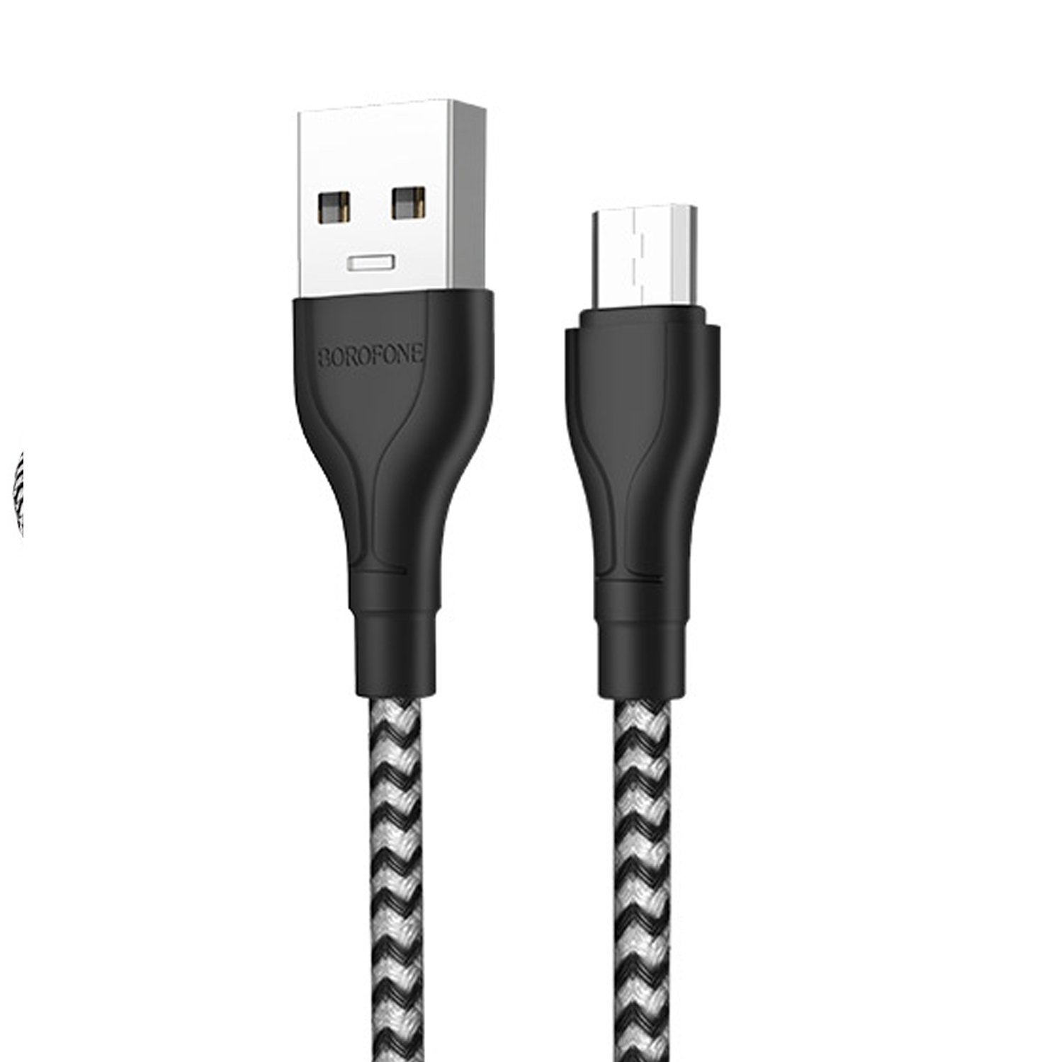 Кабель USB-Micro USB, 1м, белый/черный Borofone Beneficial BX39