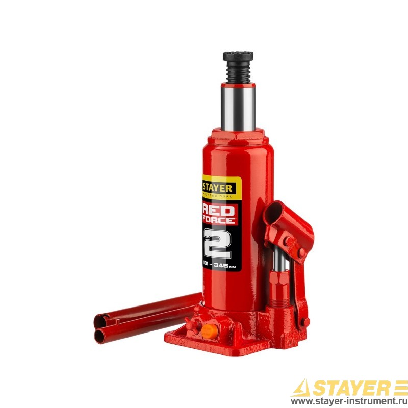  Домкрат STAYER Professional Red Force, бутылочный гидравлический, 2 т, 18.1 см-34.5 см (43160-2_z01)