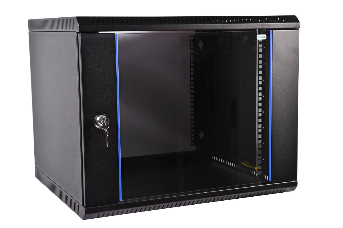 Шкаф телекоммуникационный настенный 9U 600x520 мм, стекло, черный, ЦМО ШРН-Э-9.500-9005 (30144235305/30144251353)