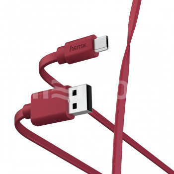 Кабель USB-Micro USB, плоский, 1м, красный Hama (00187227)