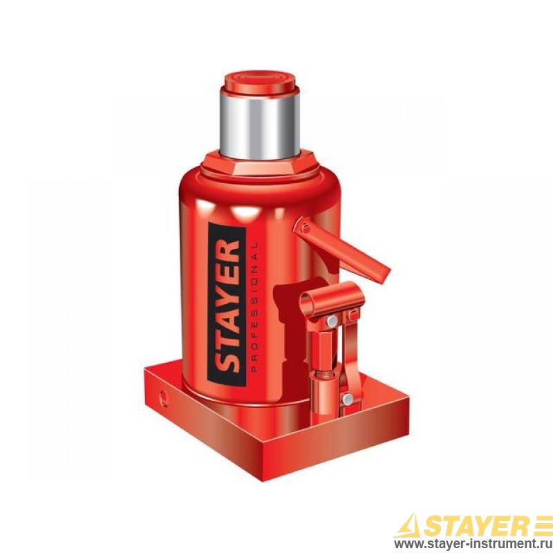 Домкрат STAYER RED FORCE 43160-25_z01, бутылочный гидравлический, 25 т, 24 см-37.5 см (43160-25_z01)