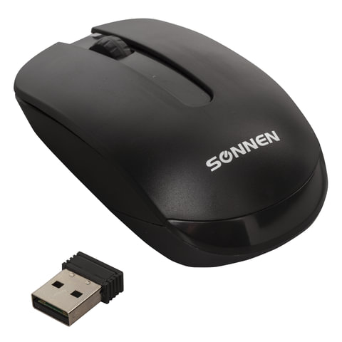   E2E4 Мышь беспроводная SONNEN M-3032, 1200dpi, оптическая светодиодная, USB, черный (512640)