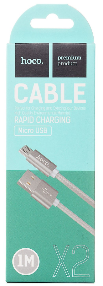 Кабель USB-Micro USB, 2A быстрая зарядка, 1м, металлик HOCO Rapid X2