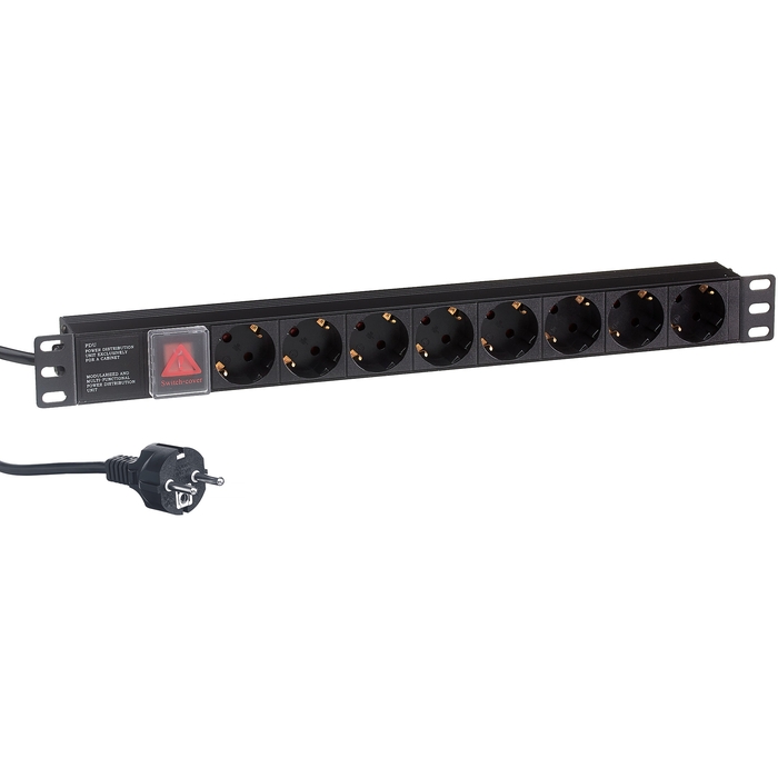 Блок розеток (PDU) ExeGate ServerPro PDU-19H803 Al-8S-EU2CU-SW, 1U, кол-во розеток:8 (8xЕвро), 16А, черный, кабель питания 2 м (EX280842RUS)